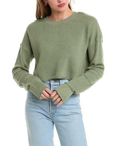 Onia Cropped Waffle Jumper - Green