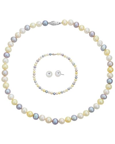 Belpearl Silver 8-9mm Freshwater Pearl Necklace, Earrings, & Bracelet Set - White