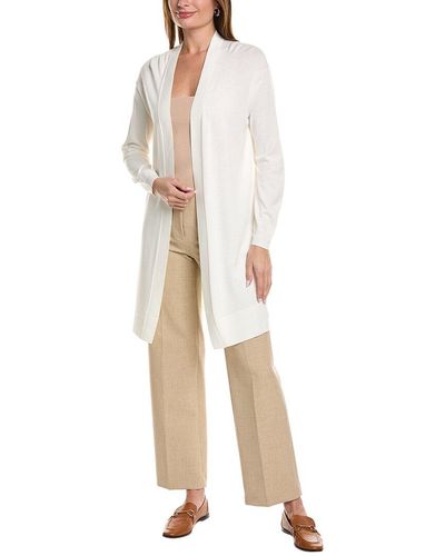 Lafayette 148 New York Drop Shoulder Open Front Cardigan - White