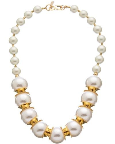 Kenneth Jay Lane 12-21mm Faux Pearl Graduated Necklace - Metallic