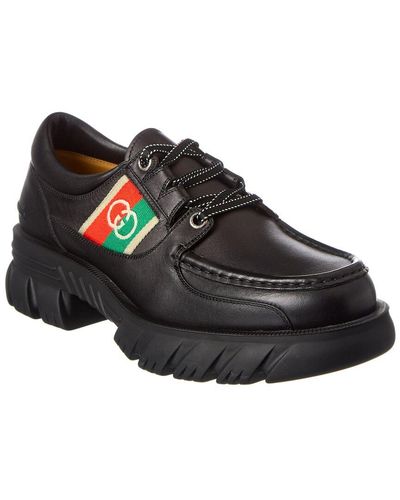 Gucci Interlocking G Leather Oxford - Black