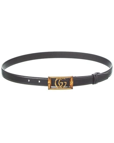 Gucci Double G Bamboo Leather Belt - Black