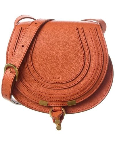Chloé Marcie Small Leather Saddle Bag - Orange
