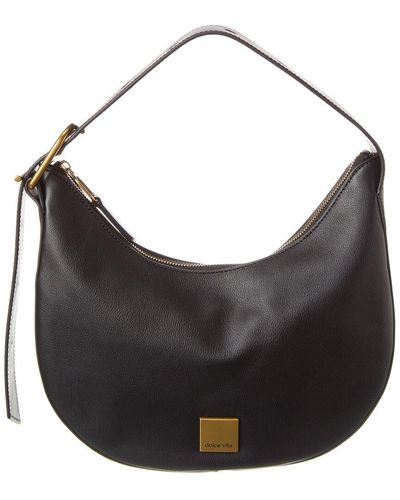 Dolce Vita Adjustable Leather Shoulder Hobo Bag - Black