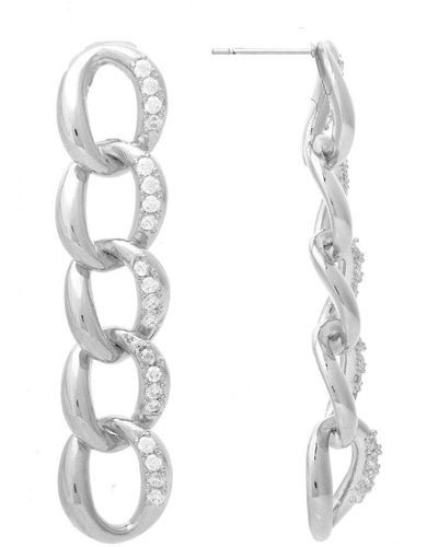 Rivka Friedman Rhodium Plated Cz Earrings - White