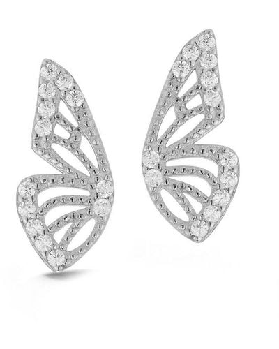 Glaze Jewelry Silver Cz Butterfly Earring - White