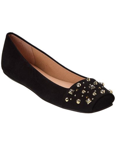 French Sole Via Studs Suede Flat - Black