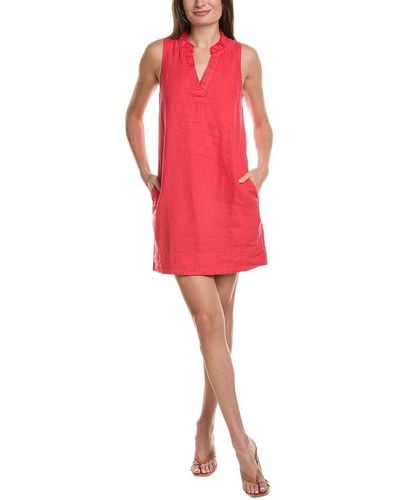 Tommy Bahama Two Palms Double Ruffle Linen Shift Dress - Red