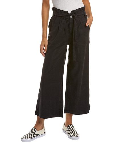 Hudson Jeans Cropped Wide Leg Linen-blend Trouser - Black