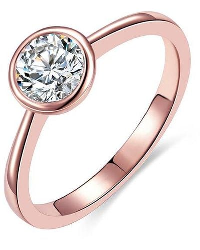 Rachel Glauber Dnu 18k Rose Gold Plated Cz Solitaire Ring - Multicolor