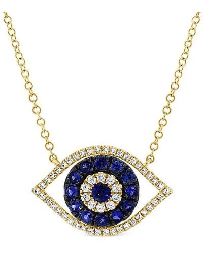 Sabrina Designs 14k 0.64 Ct. Tw. Diamond & Sapphire Evil Eye Necklace - Blue