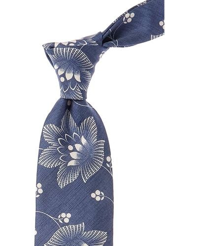J.McLaughlin Denim Lotus Silk Tie - Blue