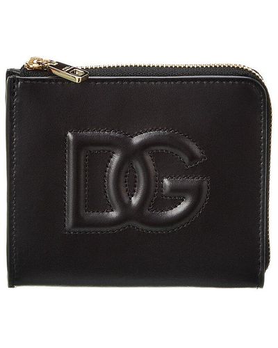 Dolce & Gabbana Dg Logo Leather Card Holder - Black