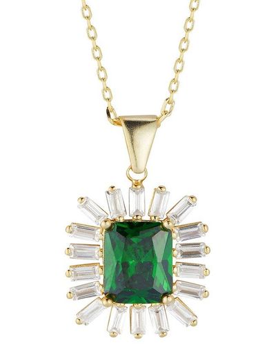Glaze Jewelry 14k Over Silver Cz Pendant Necklace - Green