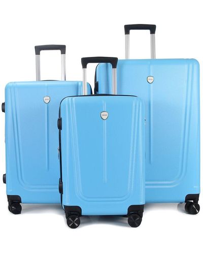 Izod Astor Designer 3pc Expandable Luggage Set - Blue