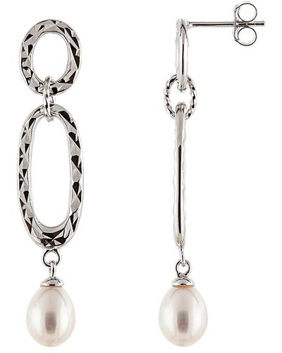 Splendid Silver 7-8mm Freshwater Pearl Earrings - White