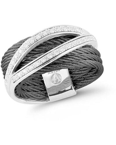 Alor Noir 18k & Stainless Steel 0.27 Ct. Tw. Diamond Cable Ring - Metallic