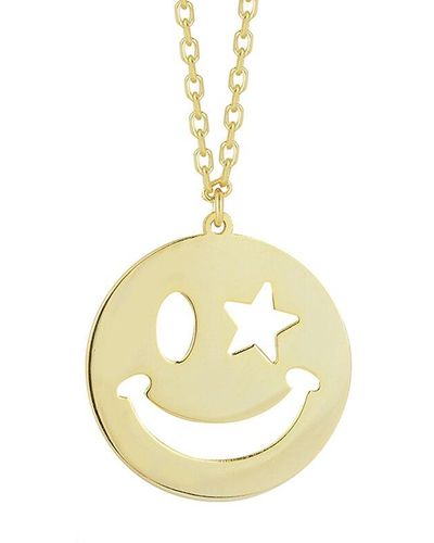 Glaze Jewelry 14k Over Silver Smiley Face Pendant Necklace - Metallic