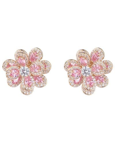 Eye Candy LA Luxe Collection Pink Flower Cubic Zirconia Stud Earrings