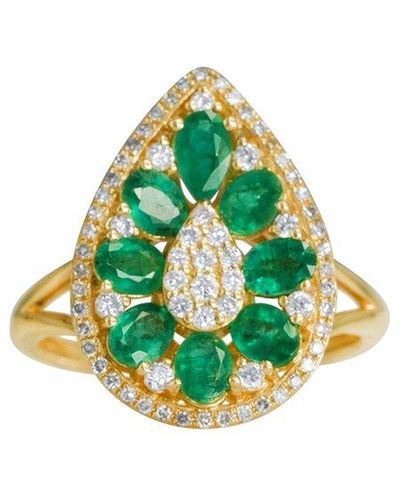 Diana M. Jewels Fine Jewellery 14k 1.62 Ct. Tw. Diamond & Emerald Ring - Green