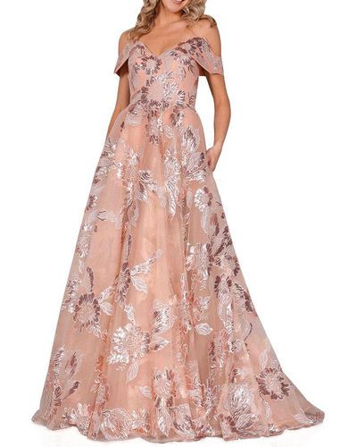 Terani Rose Ballgown Embroidery Dress - Pink