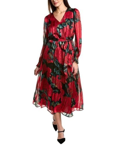 Anne Klein Floral Midi Dress - Red