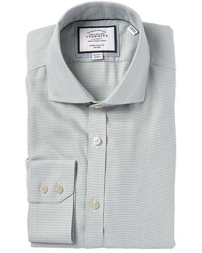 Charles Tyrwhitt Non-iron Cambridge Weave Cutaway Extra Slim Fit Shirt - Grey