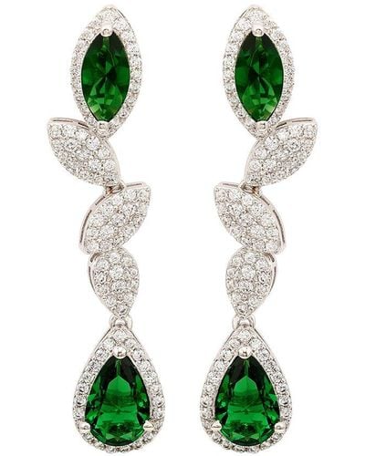 Suzy Levian Silver Cz Earrings - Green