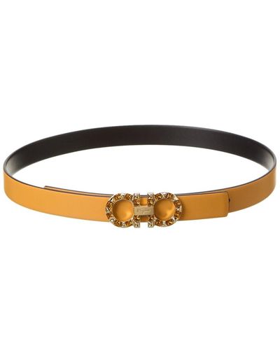 Ferragamo Ferragamo Gancini Reversible & Adjustable Leather Belt - Yellow