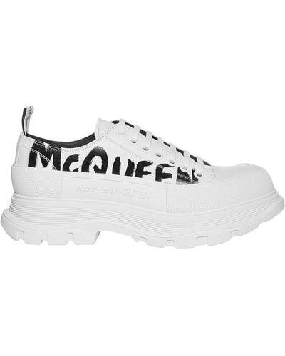 Alexander McQueen Tread Slick Lace Up Leather Sneaker - White