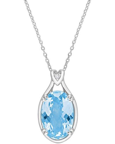 Rina Limor Silver 13.54 Ct. Tw. Sky Blue & White Topaz Solitaire Pendant Necklace