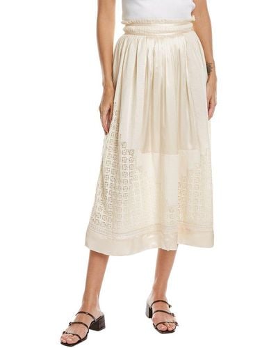Ulla Johnson Pleated Silk & Linen-blend Skirt - Natural