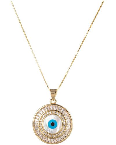 Eye Candy LA Silver Cz Willow Evil Eye Pendant Necklace - Metallic