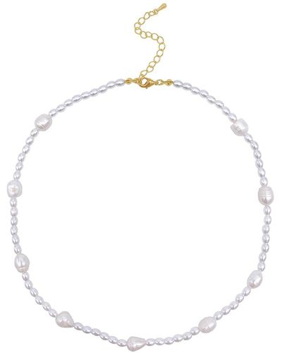 Adornia 14k Plated 5-10mm Mm Pearl Strand Necklace - White