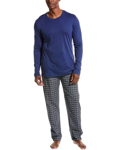 Hanro 2pc Pajama Pant Set - Blue
