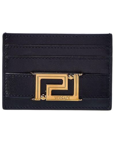 Versace Greca Leather Card Case - Blue