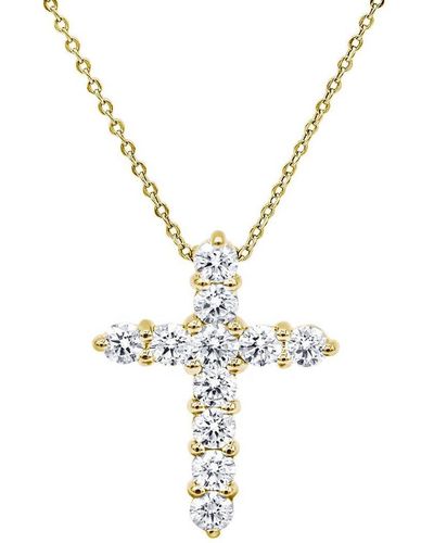 Diana M. Jewels Fine Jewelry 18k 1.20 Ct. Tw. Diamond Cross Pendant Necklace - Metallic