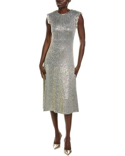St. John Wool-blend A-line Dress - Metallic