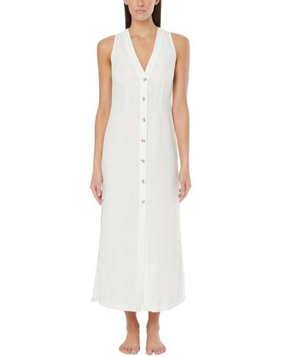 Onia Air Linen-blend Button Down Maxi Dress - White