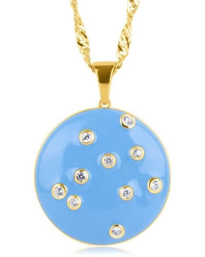 MAX + STONE Max + Stone 14k Plated 0.32 Ct. Tw. White Sapphire Pendant Necklace - Blue
