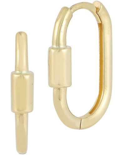 Ember Fine Jewelry 14k Oval Lock Huggie Earrings - White