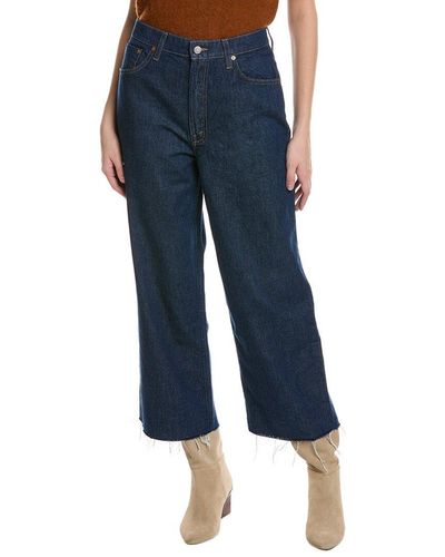 Mother Denim Snacks! The Fun Dip Ankle Fray Cold Brew Loose Jean - Blue