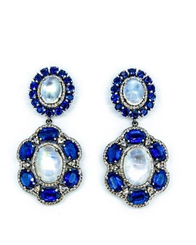 Arthur Marder Fine Jewelry 3.00 Ct. Tw. Diamond & Gemstone Earrings - Blue