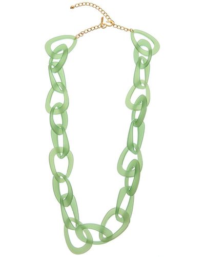 Kenneth Jay Lane Plated Resin Link Necklace - Green