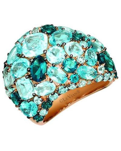 Le Vian Le Vian 14k Rose Gold 10.99 Ct. Tw. Diamond & Blue Topaz Ring