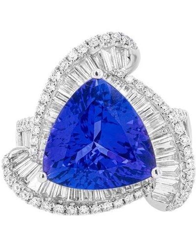 Diana M. Jewels Fine Jewelry 18k 10.39 Ct. Tw. Diamond & Tanzanite Half-eternity Ring - Blue