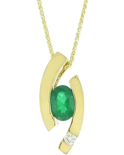 Suzy Levian 14k 0.75 Ct. Tw. Diamond & Emerald Necklace - Green
