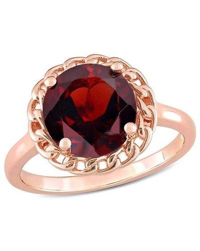 Rina Limor Plated 3.00 Ct. Tw. Garnet Halo Ring - Red