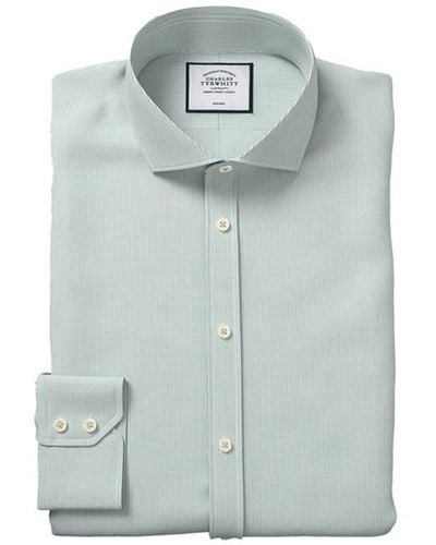 Charles Tyrwhitt Non-iron 4 Way Stretch Hairline Slim Fit Shirt - Blue