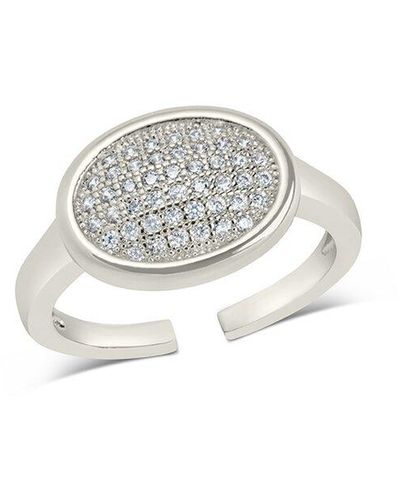 Sterling Forever Silver Cz Mira Open Band Ring - White